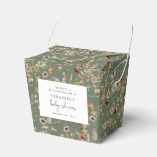 Green Boho Wildflower Baby Shower Favor Box