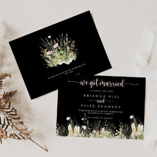 Green Boho Wildflower Black Elopement Announcement