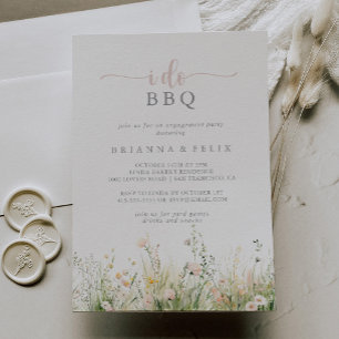 Green Boho Wildflower I Do BBQ Engagement Party  Invitation
