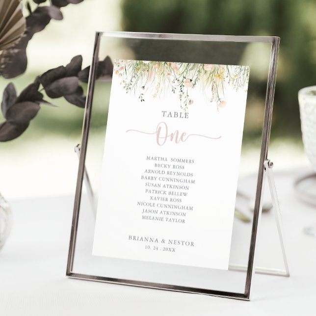 Green Boho Wildflower Table Number 1 Seating Chart (Creator Uploaded)