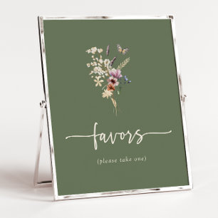 Green Boho Wildflowers Cards and Gifts Poster