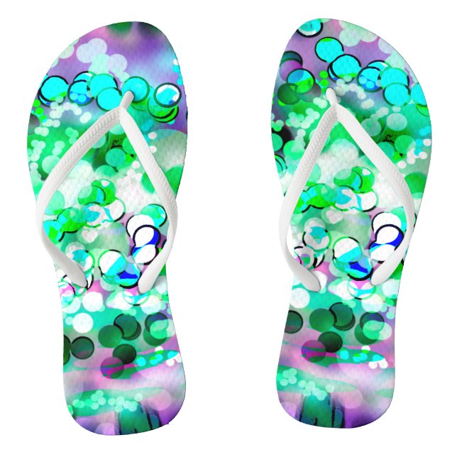 Green Bokeh 92015 Remix Flip Flops (Footbed)