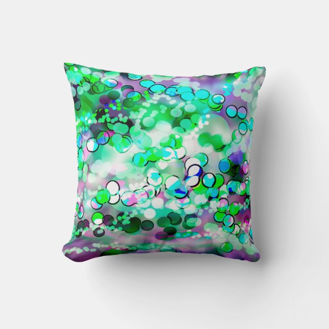 Green Bokeh 92015 Remixed Pillow (Front)
