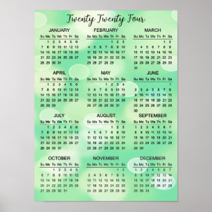 Green Bokeh Abstract Design 2024 Calendar Poster