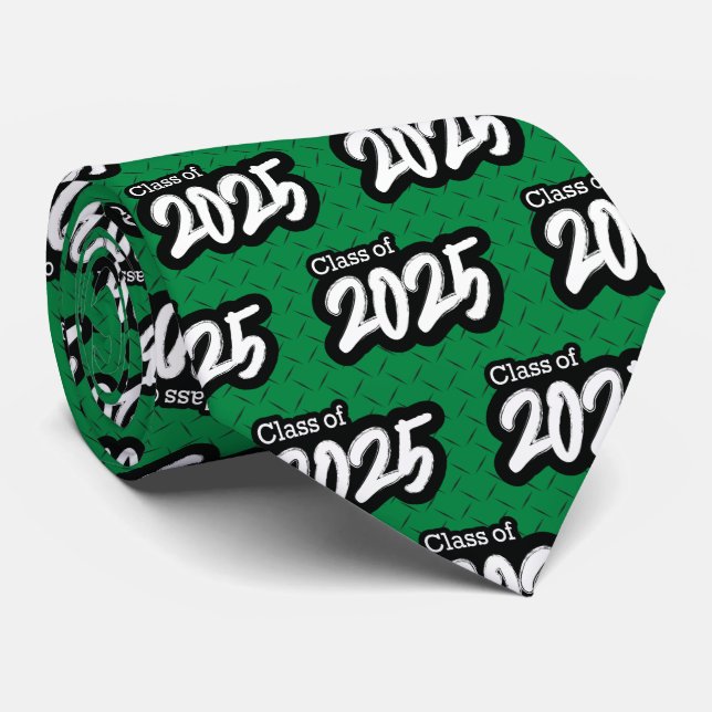 Green Bold Brush Class of 2025 Neck Tie (Rolled)