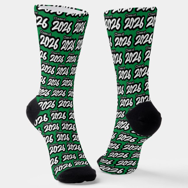 Green Bold Brush Class of 2026 Socks (Angled)