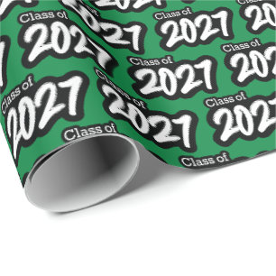 Green Bold Brush Class of 2027 Wrapping Paper