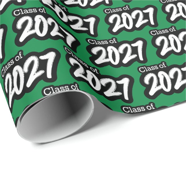 Green Bold Brush Class of 2027 Wrapping Paper (Roll Corner)