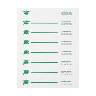 Green Bold Cap Graduation Wrap Around Label
