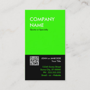 green bold design your own QR code Business Card