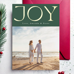 GREEN BOLD GOLD JOY Christmas Photo Foil Holiday Card