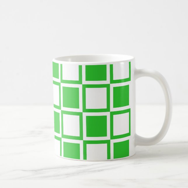 Green Bold Mod Squares Coffee Mug (Right)