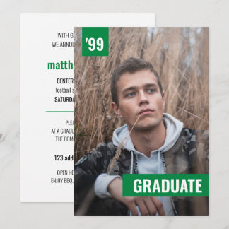 Green Bold & Modern Photo Graduation Invitation