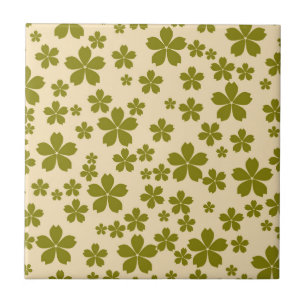 Green Bold Y2K Wildflower Vibrant Spring Decor Tile