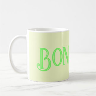 Green Bonjour Pastel Mug de café jaune