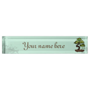 Green Bonsai grunge background 'Growth' Nameplate