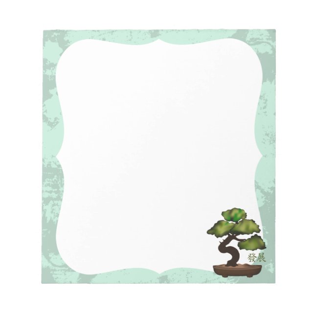 Green Bonsai grunge background 'Growth' Notepad (Front)