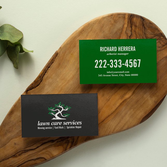 Green Bonsai Lawn Care Gardening Landscaping Business Card (Creator Uploaded)