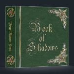 Green Book of Shadows Binder<br><div class="desc">The Book of Shadows is used to store information you'll need in your magical tradition. Green background with pentagram pentacle and triquetra and ruby design print.</div>