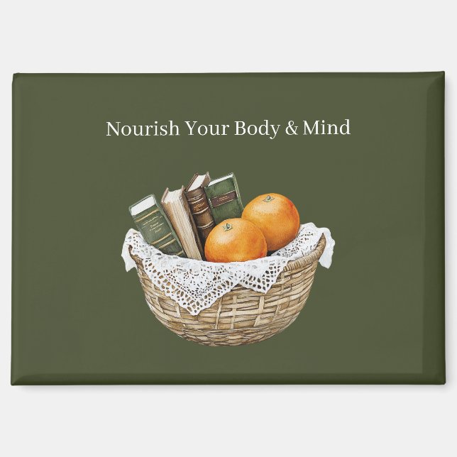 Green Books & Oranges Nourishment Magnet (Front)