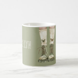 Green Boots Butterfly Socks Coffee Mug