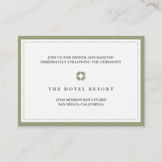 Green border bead wedding reception enclosure card