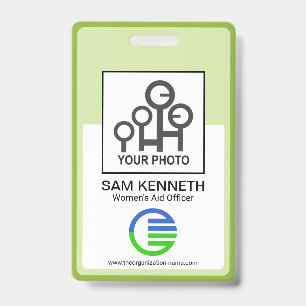 Green Border Frame Company Employee Nurse Photo Badge