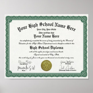 Green Border High / Home School Diploma Poster