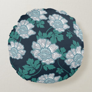 Green Botanic Beauty Round Pillow