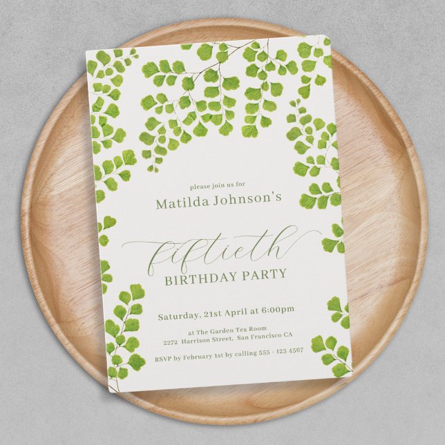 Green Botanical 50th Birthday Invitation (Green Botanical 50th Birthday Invitation)