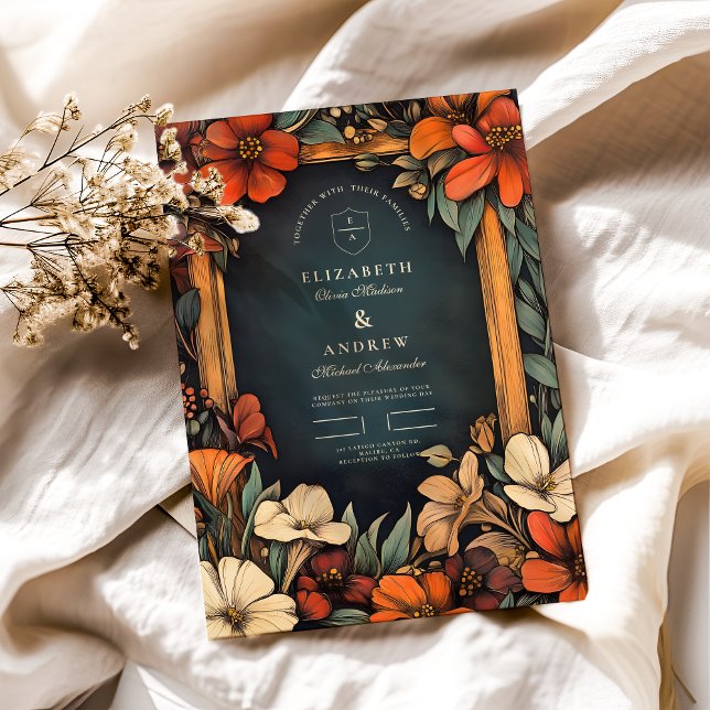 Green Botanical Art Nouveau Wedding Invitation (Creator Uploaded)