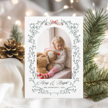 Green Botanical Bow Merry & Bright Photo