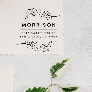 Green Botanical Branch Custom Return Address Self-inking Stamp