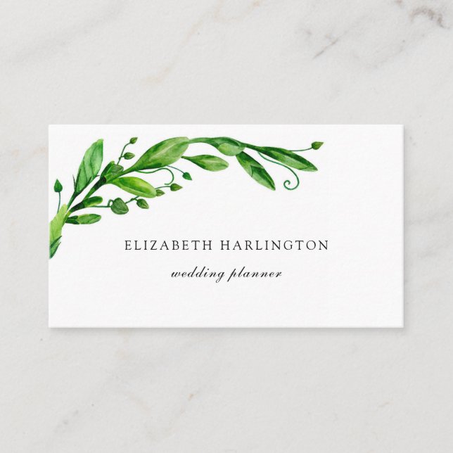 Green botanical card. Greenery floral. Garden Business Card (Front)