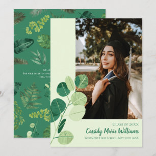 Green Botanical Elegant Graduation Announcement