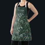 Green botanical elegant modern family gift apron<br><div class="desc">Sage green,  black,  brown green and grey elegant modern foliage eucalyptus watercolor botanical natural Christmas holiday gift personalised apron design. Simple,  clean elegant minimal design.</div>