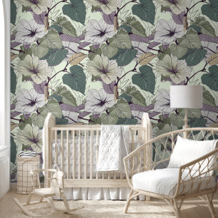 Green botanical floral wallpaper