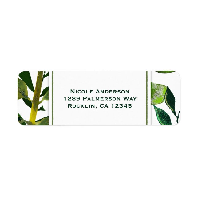 Green Botanical Glam Plant Leaves Elegant Wedding (Front)