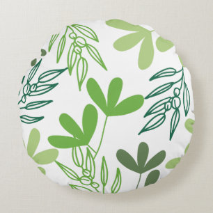 Green Botanical Harmony Pattern Round Pillow