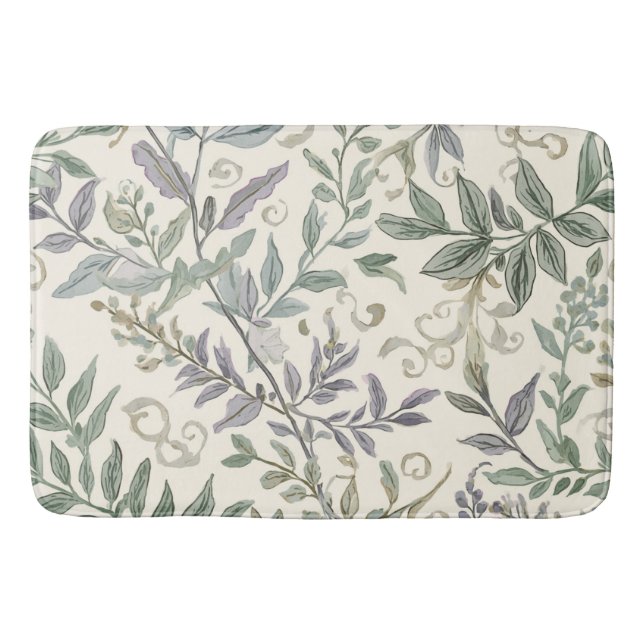 Green Botanical leaves and foliage  Bath Mat (Front)