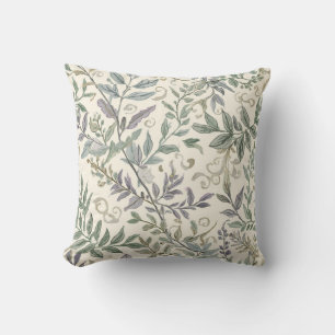 Green Botanical leaves and foliage Throw Pillow