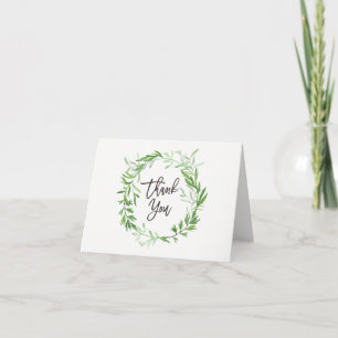 Green Botanical Leaves Wreath Wedding Thank You