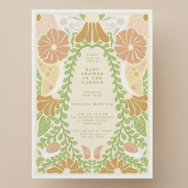 Green Botanical natural Baby Shower Invitation  (Creator Uploaded)