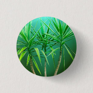 Green Botanical Palm Tree Cushion 1 Inch Round Button