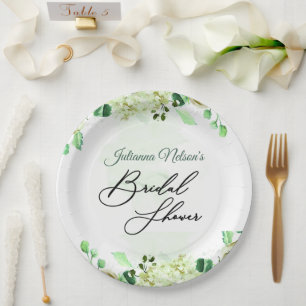 Green botanical   paper plates