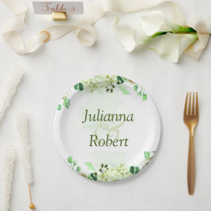 Green botanical   paper plates