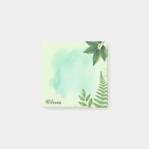 Green Botanical Personalized Sticky Notes
