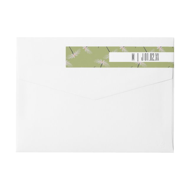 Green Botanical Pixie Floral Greenery Wedding Logo Wrap Around Label (Back)