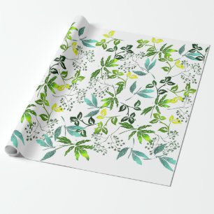 Green Botanical Sprigs Wrapping Paper