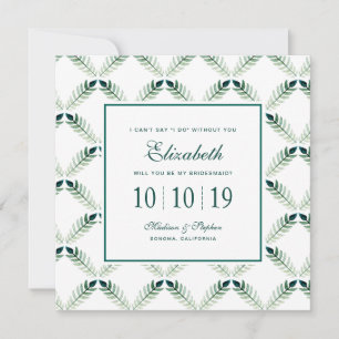 Green Botanical Watercolor Pattern - Bridesmaid Invitation